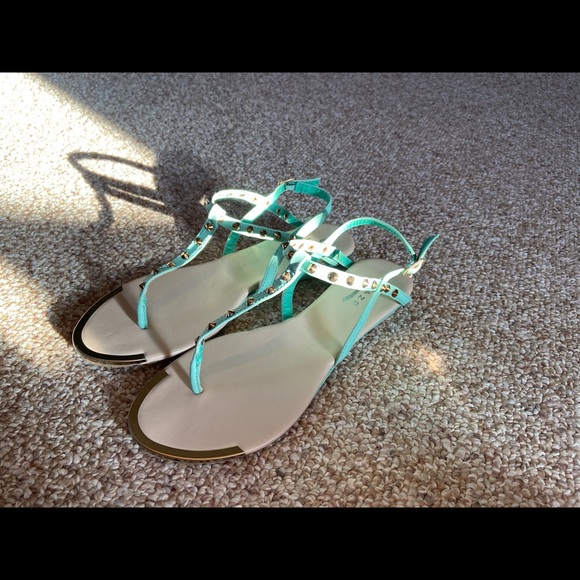 New:Teal/Mint,U.S. size 8, Studded Strappy Sandals - Picture 3 of 8